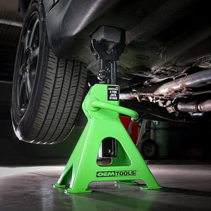OEMTOOLS 24852 3 Ton Jack Stands, Jack Stands 3 Ton for Cars, SUVs, and Light Trucks, 11 to 16-1/2 Inch Adjustable Height, Ratcheting Design, Welded Foot Pads