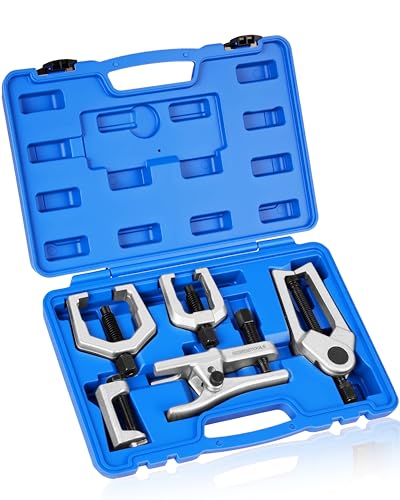 DAYUAN 5Pcs Professional Front End Service Tool Kit Ball Joint Separator | Removes Ball Joints Tie Rods & Pitman Arms Puller, Heat Treated Alloy Steel, Fits Most Cars & Light Trucks, Storage Blue Case - color: Blue
