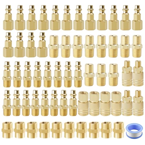 Air Coupler & Plug Kit,62 Pcs 1/4" NPT Air Tool Fittings Set,Quick Connect Air Hose Fittings Air Compressor Accessories