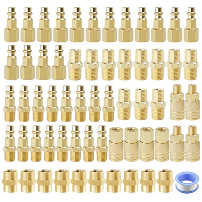 Air Coupler & Plug Kit,62 Pcs 1/4" NPT Air Tool Fittings Set,Quick Connect Air Hose Fittings Air Compressor Accessories
