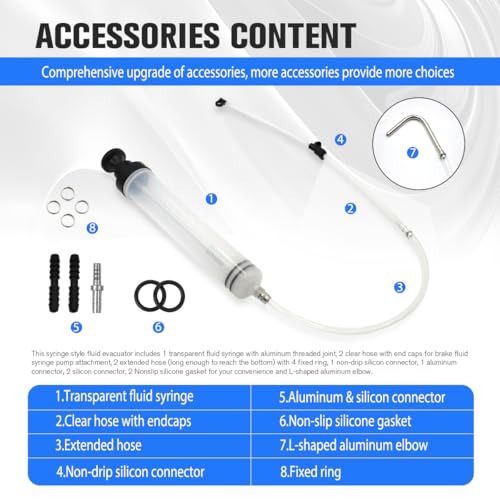 500ml Fluid Extractor & Manual Automotive Fluid Extractor Pump Oil Syringe with Suction Hose and Extension Tubes for Efficient Oil Change, Fuel Transfer Fluid Syringe (500ml) - size: 500ml