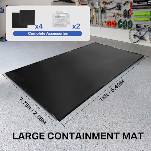 Waterproof Under Car Garage Floor Containment Mat with Squeegee for Snow Rain Mud Oil Protection 7'9" x 18' - size: 7'9" x 18'