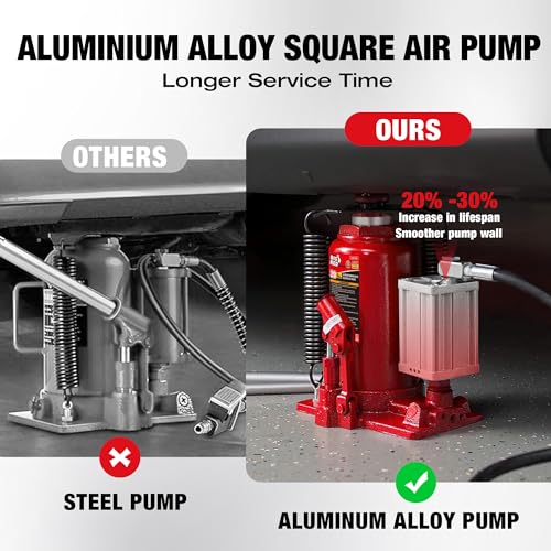 BIG RED 20 Ton Hydraulic Aluminum Alloy Pump/Pneumatic Quick Lift Welded Car Bottle Jack, Longer Lifespan, Ideal for Car, Pickup, Truck, SUV, Industrial Engineering - style: 20 Ton(40,000 LBs)