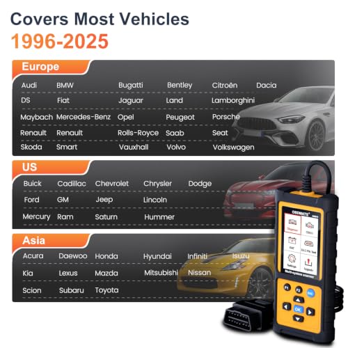 Full-System OBD2 Scanner Car Diagnostic Tool with ABS SRS Transmission Etc | Read & Clear Fault Codes; Read Live Data; Battery Voltage Test; Free Upgrade; Works for Cars and Trucks Since 1996