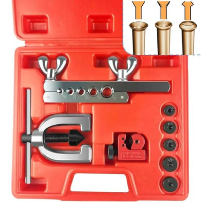 Brake Line Flaring Tool Kit, 3/16", 1/4", 5/16", 3/8" and 1/2” Double & Single Tubing Flare Tool for Copper and Aluminum Fuel Line Tube