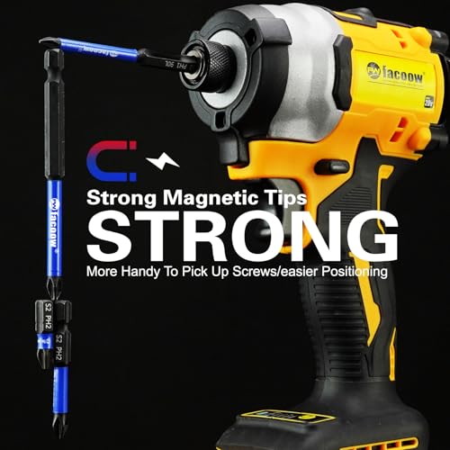 Facoow 8 Pcs Phillips Head Impact Driver Bits, #2 Phillips Head Screwdriver Bits Set, 6" S2 Alloy Steel Impact Bits, 1/4" Hex Shank Screwdriver Drill Bit, CNC Machined ph2 Impact Drill Bits - color: 6"*8pcs, size: PH2