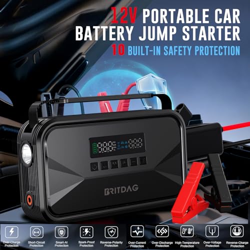 Portable Car Jump Starter with 150PSI Air Compressor | 2000A Peak, 12V Lithium Battery Booster, PD45W Power Bank, Emergency Tire Inflator for Cars, Trucks, RVs & Outdoor Gear