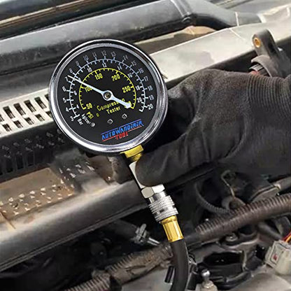 Engine Compression Tester Automotive, 8Pcs Fuel Pressure Gauge Set with Adapter for Small Engines, Cylinder Leak Down Tester for Petrol Gas Engine