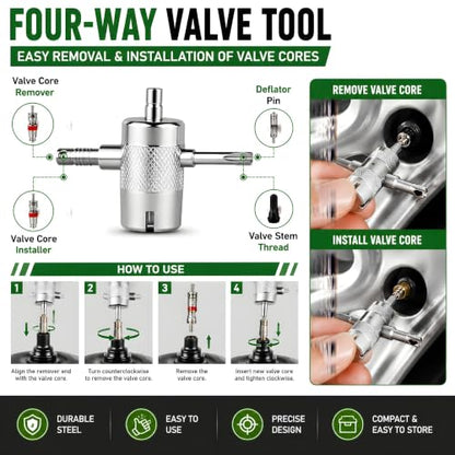 Tire Spoons, 28PCS Tire Changing Kit with 3 Tire Levers, Rim Protectors, Valve Tool, Valve Cores, Valve Caps & Valve Stems, Tire Removal Tool Set for Motorcycle, Dirt Bike, ATV, Lawn Mower, Tractor