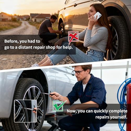 40Pcs Tire Repair Rubber Nail,Vacuum Tire Repair Kits Spiral Rubber Nails,Tire Screw Plug Fast Tool Self Service Tire Repair Nail,Screw in Tire Plugs for car,Motorcycle,Truck Tire Puncture Repair