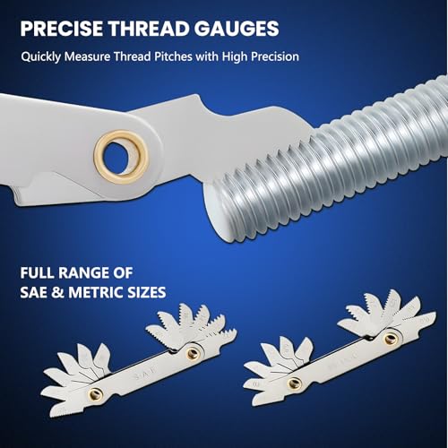 86-Piece Titanium-Coated Tap and Die Set – Professional Threading Tool Kit in SAE & Metric Sizes, HSS Thread Cutting & Rethreading Set for Automotive, Metalwork, Machinery, Plumbing & Repair Projects - size: 86 Pcs Professional Metric&SAE