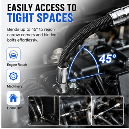 360 Miracle Tool Extension,1/2 Flexible Socket Extension Bar Set Bendable Impact Wrench,Universal Flexible Connecting Rod Tool,Conquer Tight Spaces in Seconds,For Automotive,DIY Projects (Black,1/4) - color: Black, size: 1/4