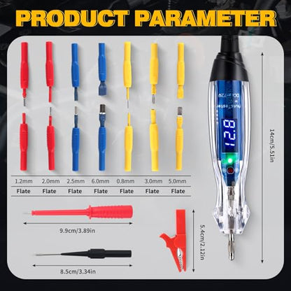 101PCS Automotive Test Light Probe Kit, 3-72V DC LED Digital Automotive Circuit Tester, Car Retainer Clips & Fastener Remover & Terminal Pin Removal Tool Set with Black Carrying Case