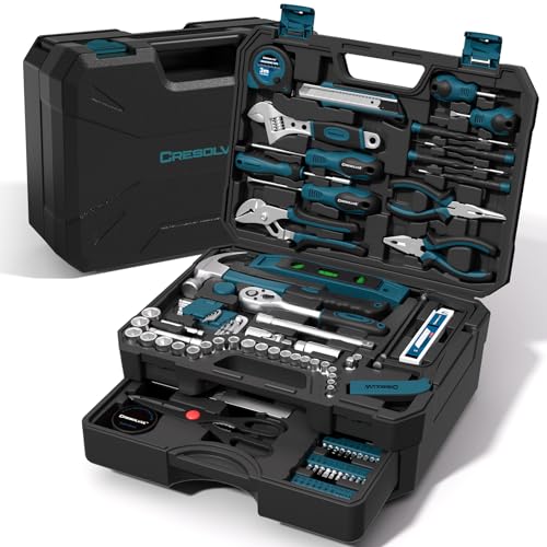 328 Piece Tool Kit For Home,Hand Repair Tool Set,Toolbox Storage Case with Drawer,General Household/Auto Tool Set,Perfect for Homeowner, DIY, Handyman (Blue and black) - color: Blue and Black