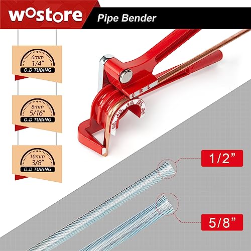 Wostore Double Flaring Tool Kit, Tube Bender 1/4-3/8" & Spring 1/2-5/8" | Double flare kit with tube bender (1/4", 5/16", 3/8") & spring bender (1/2", 5/8"). For copper, brake line, plumbing & HVAC. - size: Flaring Tool Kit with Tube Bender
