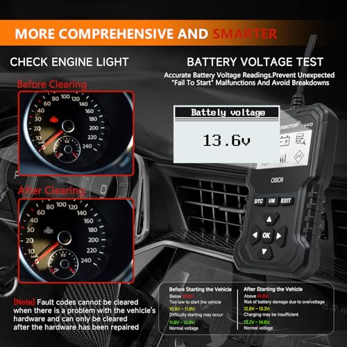 OBD2 Scanner, V410 Car Scanner Diagnostic Tool: Engine Fault Code Reader Scan Tool with Live Data/Freeze Frame for All OBDII Cars After 1996,Black - color: black