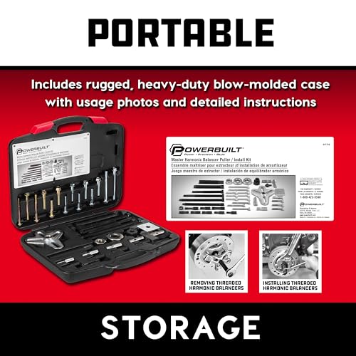 Powerbuilt Harmonic Balancer Puller & Installer, Specialty Tools Car Engine & Vehicle Drive Train, Crankshaft, Pulleys, and Gears 40 Piece - 647758 - style: 40 Piece