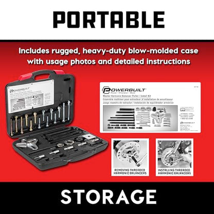 Powerbuilt Harmonic Balancer Puller & Installer, Specialty Tools Car Engine & Vehicle Drive Train, Crankshaft, Pulleys, and Gears 40 Piece - 647758 - style: 40 Piece
