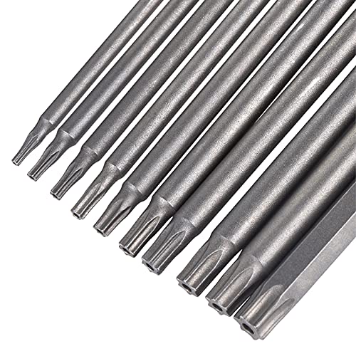 YDLQWCZ 10 Pieces Torx Security Screwdriver Drill Bit Set T6 T7 T8 T10 T15 T20 T25 T27 T30 T40 Torx Bits 1/4 Inch Magnetic Hex Shank 4 Inch Length S2 Steel Tamper Proof Star Screwdriver Bits Tools