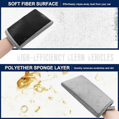 2 PCS Car Clay Mitt, Anti-Scratch Microfiber Auto Detailing and Polishing Clay Towel, Reusable Cleaning Clays Bar Glove for Cars SUVs Motorcycles, Car Accessories (Gray) - color: Gray