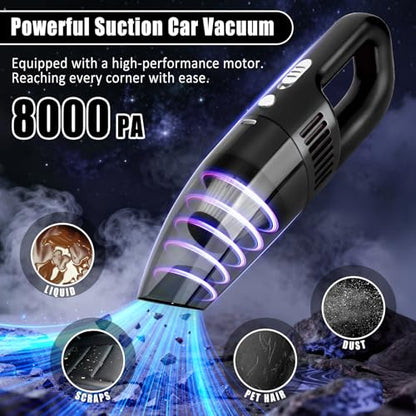 Car Cleaning Kit, Car Vacuum Interior Detailing Cleaner Kit with High Power Handheld Vacuum, Brush Set, Windshield Tool, Duster, Towels, Complete Car Care Tools for Women (Black) - color: Black