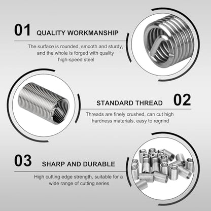 100PCS Thread Repair Insert, M6 × 1.0 × 3D Helicoil Metric Thread Sleeve Steel Sheaths Wire Thread Inserts, 304 Stainless Steel Helicoil Coiled Wire Screw Thread Repair Kit - color: 18mm