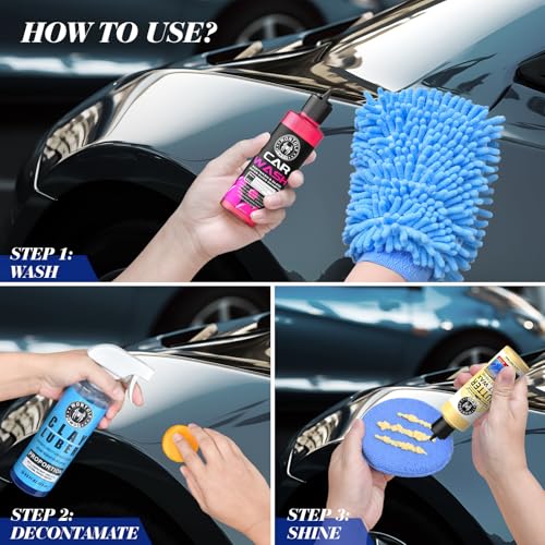 Wontolf Complete Car Clay Bar Auto Detailing Kit, Clay Luber, Butter Wet Wax, Car Wash Soap - Premium Grade Clay System Car Washing Detailing Kit- Maximum Gloss & Unsurpassed Slickness(19 Items) - size: CLAYLUB02