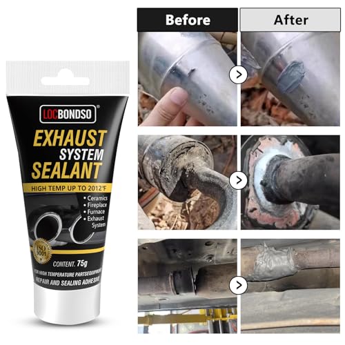 LOCBONDSO Muffler Repair Kit, Heat Resistant Up to 2012°F Exhaust Sealant, Professional Seal for Exhaust Systems, Mufflers, Tailpipes, and Catalytic Converters, 2.6 oz