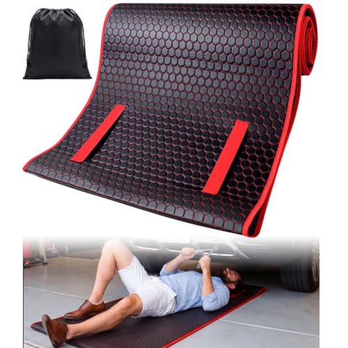 Rolling Mechanic Creeper Mat for Low Profile Cars with Storage Bag | Padded Automotive Under Car Repair Pad, Portable For Garage Ground, Gravel, Roadside, Camping, Kneeling, Pet, RV, SUV, Truck - color: Red