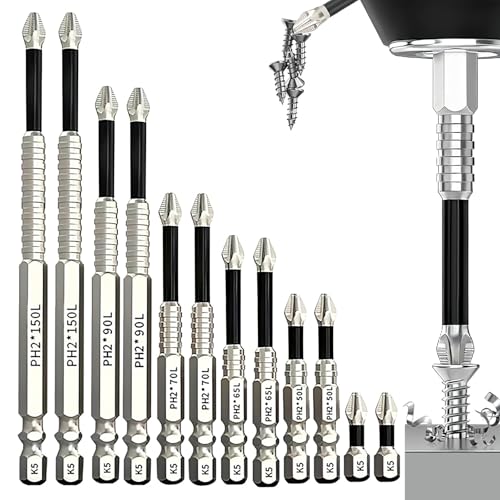 High Magnetic Screwdriver Drill Bit Set, Upgrade K5 Impact Driver Bit Set, Anti Slip Magnetic Screwdriver Bits, 25 50 65 70 90 150mm