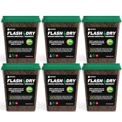 FlashDry All Purpose Organic Industrial Absorbent - 5 Liter Bucket, Case of 6- Instantly Absorbs Liquid Spills - Safer and 5-7x More Absorbent Than Clay - Lightweight & Refillable - OSHA Compliant - size: Case of 6 (30L)