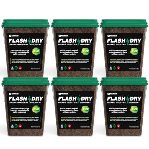 FlashDry All Purpose Organic Industrial Absorbent - 5 Liter Bucket, Case of 6- Instantly Absorbs Liquid Spills - Safer and 5-7x More Absorbent Than Clay - Lightweight & Refillable - OSHA Compliant - size: Case of 6 (30L)