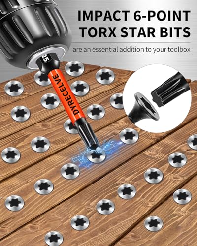 DYRECELVE Impact Torx Bit Set T15 T20 T25 T30 T40, 10-Pack 2 Inch S2 Steel Magnetic Power Bits for Impact Driver, 1/4 Inch Hex Shank Heavy Duty Magnetic Grip (Anti-Slip) - size: 10 Pcs T15-T40 Torx Bits