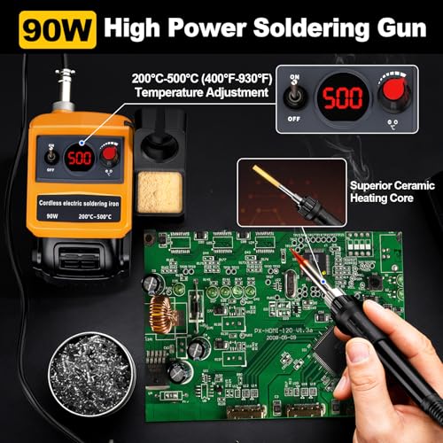 Cordless Soldering Iron Kit for Dewalt 20v 60v Battery,90W LED Digital Solder Iron Soldering Gun with 5pcs Tips,0.04” Solder Wire for any Hobby Enthusiast (Battery not included) - style: For Dewalt Battery