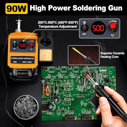 Cordless Soldering Iron Kit for Dewalt 20v 60v Battery,90W LED Digital Solder Iron Soldering Gun with 5pcs Tips,0.04” Solder Wire for any Hobby Enthusiast (Battery not included) - style: For Dewalt Battery