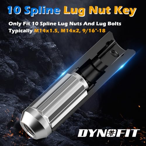 Dynofit 10 Spline Lug Nut Key Replacement for TA23-1/2, Compatible with Bimecc Lug Nuts and Bolts，an Impact Wrench can be Used,The Socket is Ideal Tool for Mechanics and DIY Enthusiasts - size: 10 Spline for TA23 with 1/2" Drive