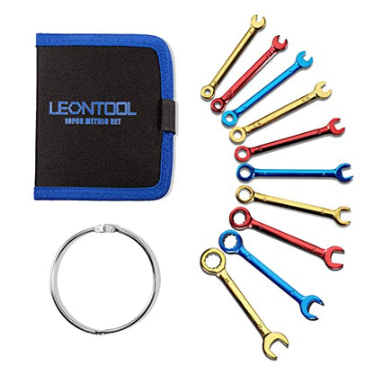 Small Wrench Set Metric 10 PCS 4-11mm Color Plated Open and Box End Mini Wrenches Combination Wrench Set with Key Ring Ignition Wrench Set with Portable Storage Pouches - style: Metric