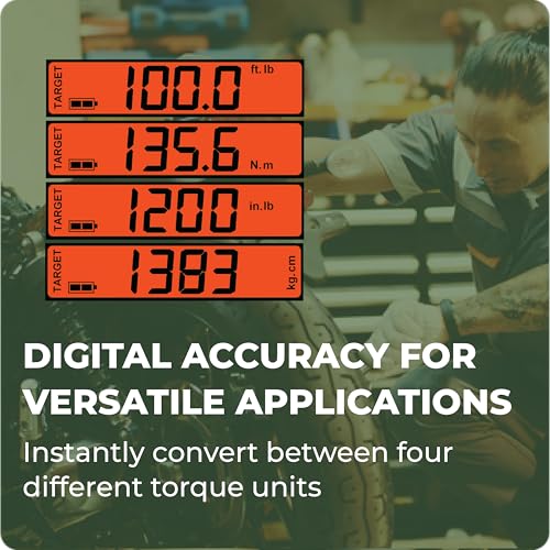 eTORK 3/8" Digital Torque Wrench, 10-100 ft-lb Electronic Torque Tool | 3/8" Drive With Backlit Display for Automotive Maintenance, Motorcycle Service, Bicycle Assembly, & Small Engine Repairs - size: 3/8-Inch, style: 10-100 ft.-lb