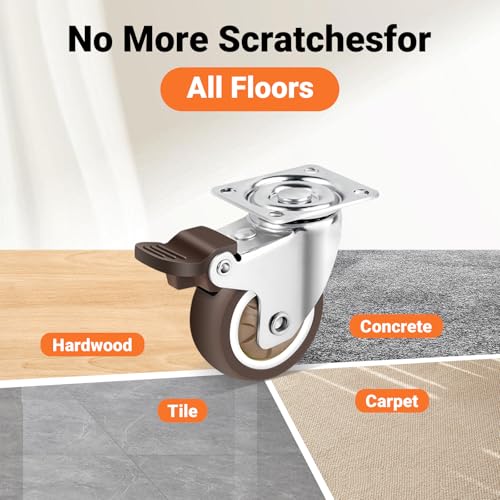 Nefish 2 Inch Casters Wheels 12 Pack, TPR Rubber Casters Wheels for Furniture, 360 Degree Swivel Plate Castors, Durable Light Duty Castor Wheels for Cabinet, Boxes, DIY, Desk, Table - style: 2 IN (12 Pack)