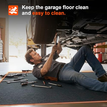 Heavy Duty Garage Floor Mat Under Car 7.9" x16FT Oil Spill Mat for Garage Floor, Extra Thick Absorbent with Anti-Slip Rubber Backing, Reusable Under Car Leak Pad - size: 7.9"x16FT