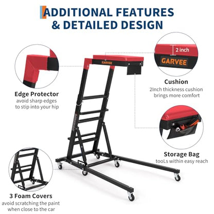 Garvee Automotive Top Side Creeper, 400 LBS, Black | 48-68Inch Adjustable Height, 6 Swivel Casters, Foldable, Heavy Duty, For Garage & Auto Shop Repair - color: Black1