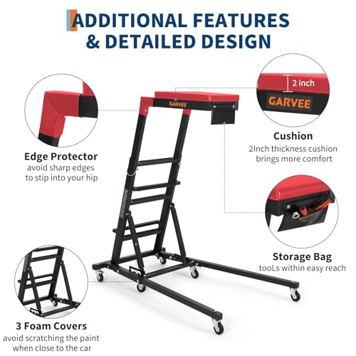 Garvee Automotive Top Side Creeper, 400 LBS, Black | 48-68Inch Adjustable Height, 6 Swivel Casters, Foldable, Heavy Duty, For Garage & Auto Shop Repair - color: Black1