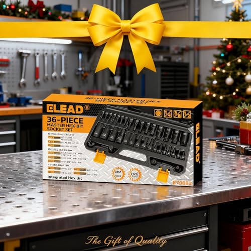 36-Piece One-Piece Hex Bit Socket Set includes Socket Adapter, 1/4", 3/8", 1/2", Cr-V Steel, SAE and Metric Set, Reinforced Storage Case, Automotive Mechanic Professional Master Tool Set - style: 36-Piece Hex Bit Socket Set