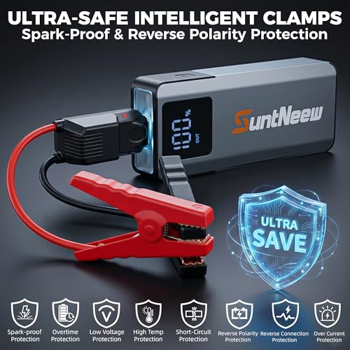 Jump Starter Power Bank 16000mAh, 12V Heavy-Duty Battery Booster for 8.0L Gas/6.5L Diesel Vehicles (Cars, Trucks, SUVs, ATVs), with PD 60W Fast Charging & LED Emergency Light