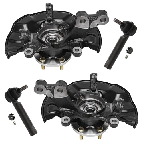 Detroit Axle - Front 4pc Steering Knuckles Kit for 14-18 Toyota Corolla, 14 Matrix, 2 Steering Knuckles & Wheel Bearing Hubs 2 Outer Tie Rod Ends 2014 2015 2016 2017 2018 Replacement - size: 4SU50414/Kit