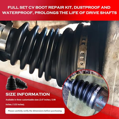 2PCS Car CV Boot Repair Kit Contains CV Boot Expander Tool,Upgraded Car CVs Axle Boots Repair Kit for Dust and Water Resistance,Silicone CVs Joint Boots for 2.47"/2.99"/3.53" Calibers