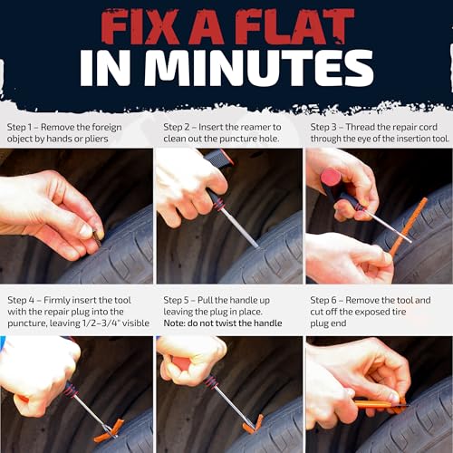 Tire Repair Kit for Plug and Patch - Vehiclex Essential Kit for Car, Motorcycle, ATV, Tractor, Lawn Mower - size: Compact kit