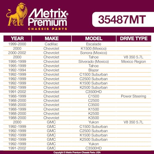 Metrix Premium Chassis Parts - Pitman Arm Fits 99-00 Cadillac Escalade, 00 Chevrolet K1500 (Mexico), 00-02 Sonora (Mexico), 88-00 GMC K2500, 88-00 K3500, Replacement K6335, Made in Europe - size: K6335