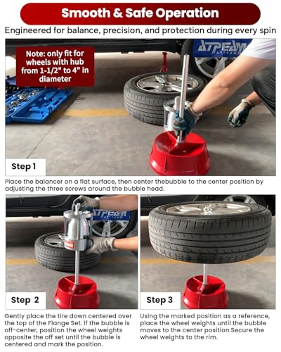 ATPEAM Portable Bubble Wheel Balancer - Heavy Duty Tire Balancing Machine for Car and Light Truck Wheel Repair