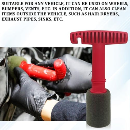 Car Wheel Cleaner Brush with Removable Lug Nut Sponge, Brushes for Detailing Wheels, Embedded Steel Ring Screw & Lug Nut Cleaning Brush, Rim & Wheel Hub Cleaning Tool for Car Exterior Wash